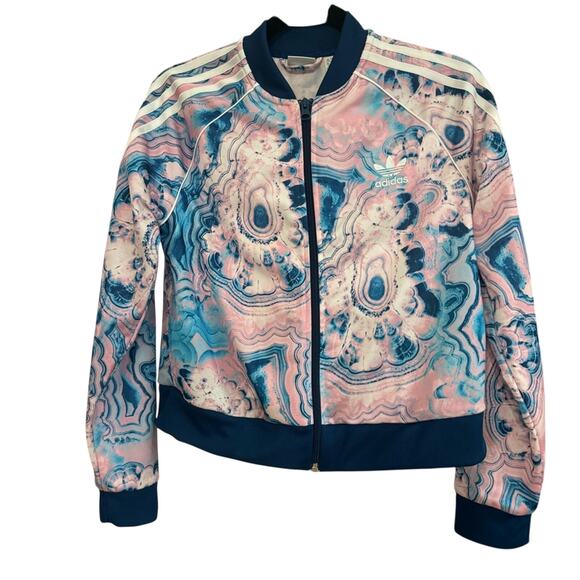 Adidas Originals Youth Jacket Size YL Watercolor Swirls Full Zip Track Jacket - Picture 1 of 6